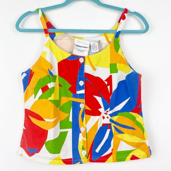 Michael Simon Tops - MICHAEL SIMON New York Crop Top Tank Top Multicolor Vintage Abstract Large L